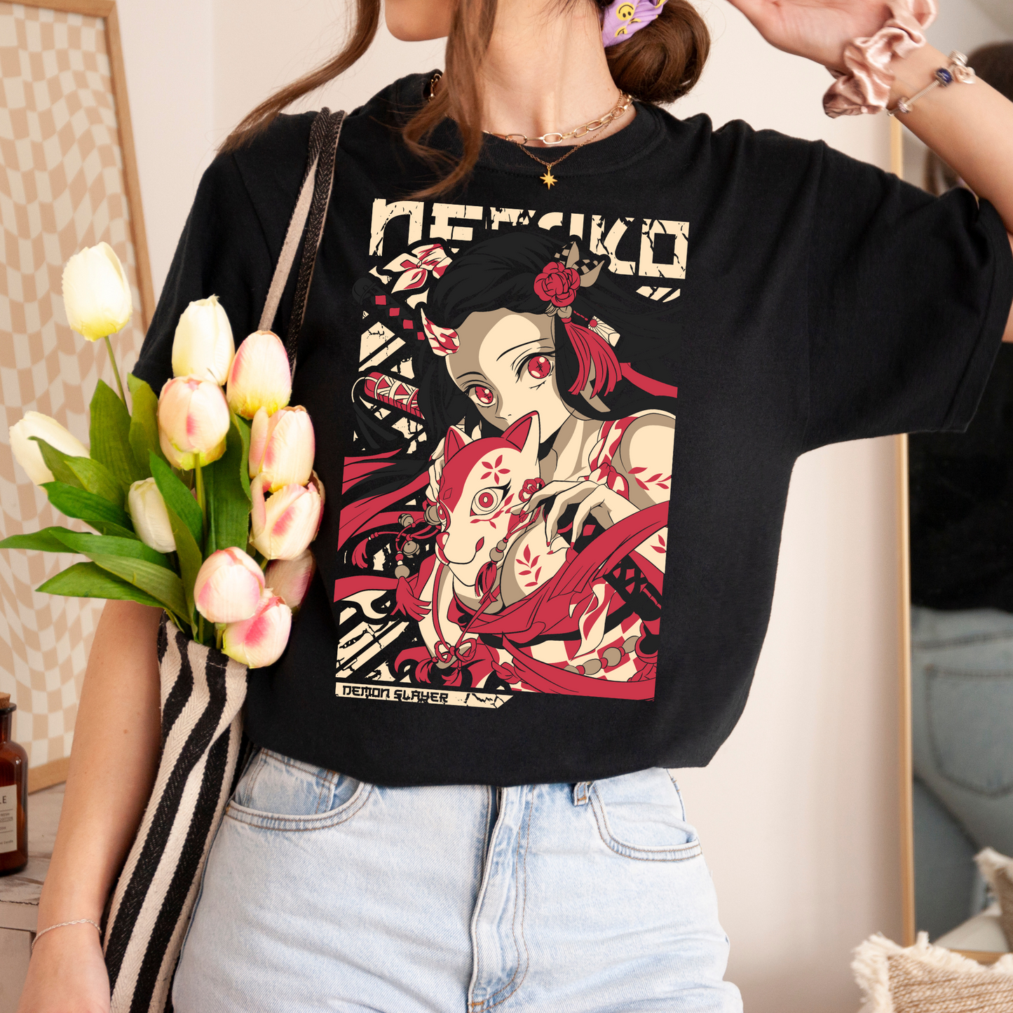 Nezuko. Black Graphic Tee